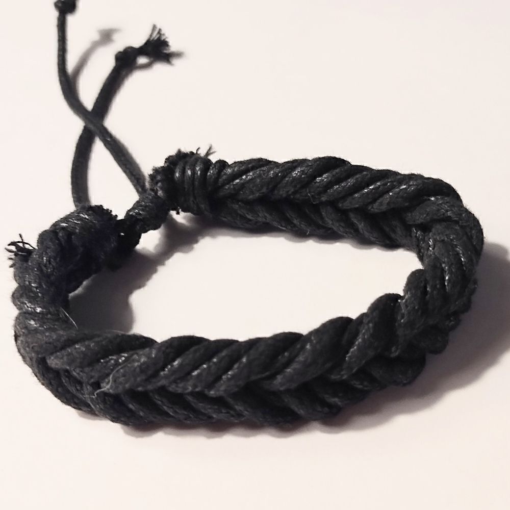 Men's‎ bracelet leather braided black new d80